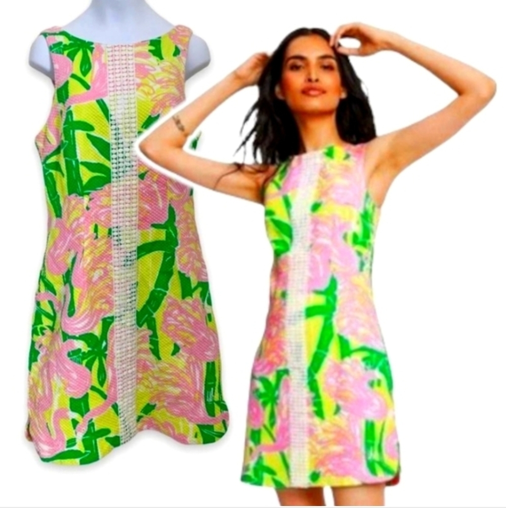 Lilly Pulitzer For Target Women’s Pink Flamingo Fan Dress 20th Anniversary Sz 4
